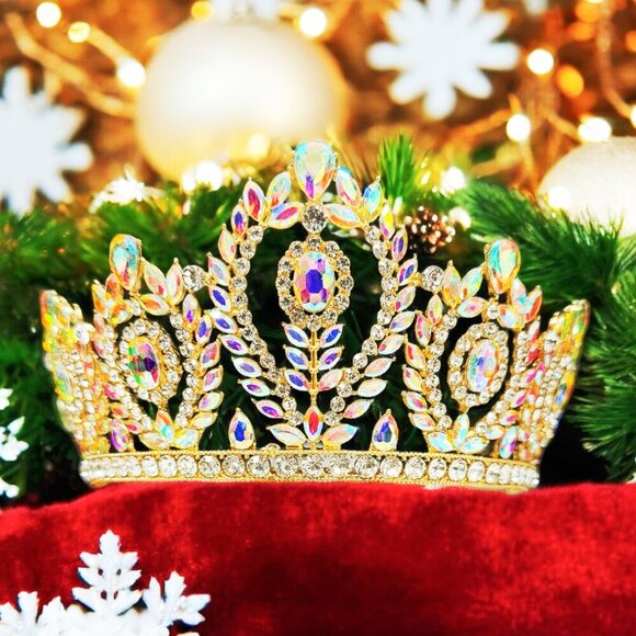 Princess Crown, Crystal Gold Crown, Beautiful Goddess Crown, Prom Headpiece